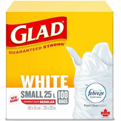CLOROX 30220 GLAD WHT GARBAGE BAG 25L 100PK