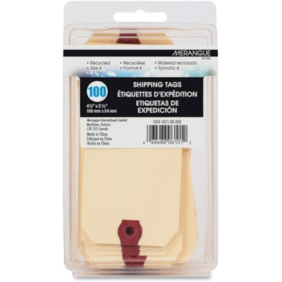 MERANGUE INTERNATIONAL 1024-5071-00-000 100PK SHIPPING TAGS, 4-1/4""X2-