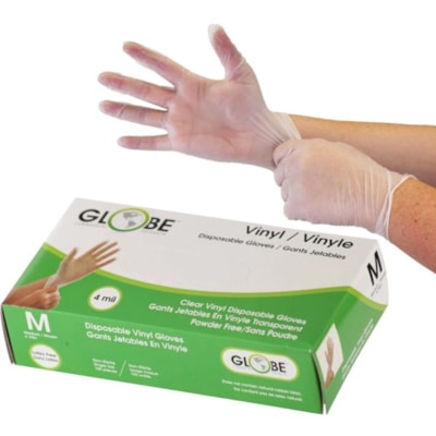 GLOBE 7901 CLEAR VINYL GLOVES - MEDIUM
