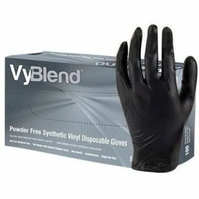 HOSPECO GL-VN104BKFM VINYL/NITRILE GLOVE BLK M 100