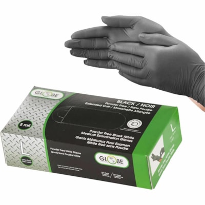 GLOBE 7802 BLACK NITRILE GLOVES - LARGE